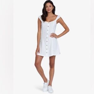 Roxy White Button-Front Mini Dress